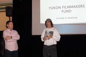 Kevin Hannam of the Yukon Film and Sound Commission is introduced by DCISFF Producer Dan Sokolowsky
